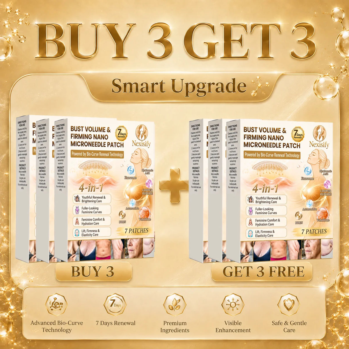 4-in-1 Bio-Curve Renewal · Nano Microneedle Patch