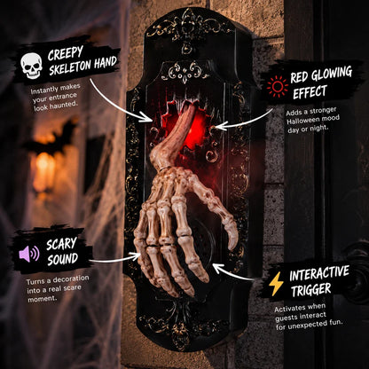 🕸️ Gothic Skeleton Hand Doorbell – Motion Activated Haunted Door Decoration💀🎃