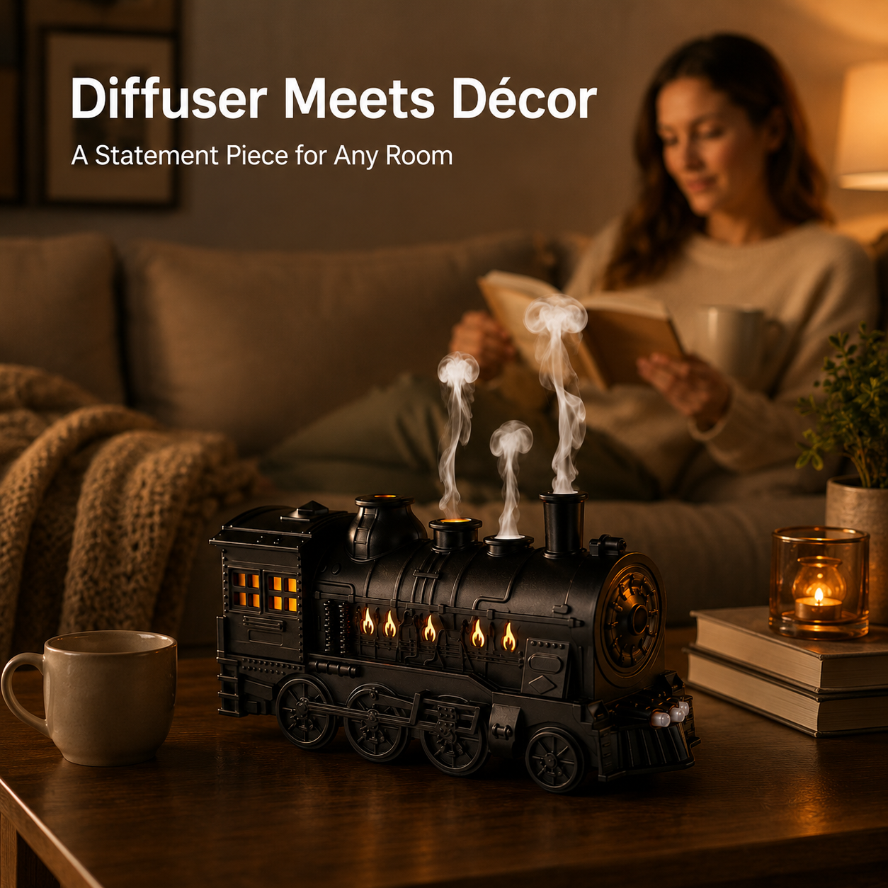 Vintage Steam Train Aroma Diffuser with Remote Control