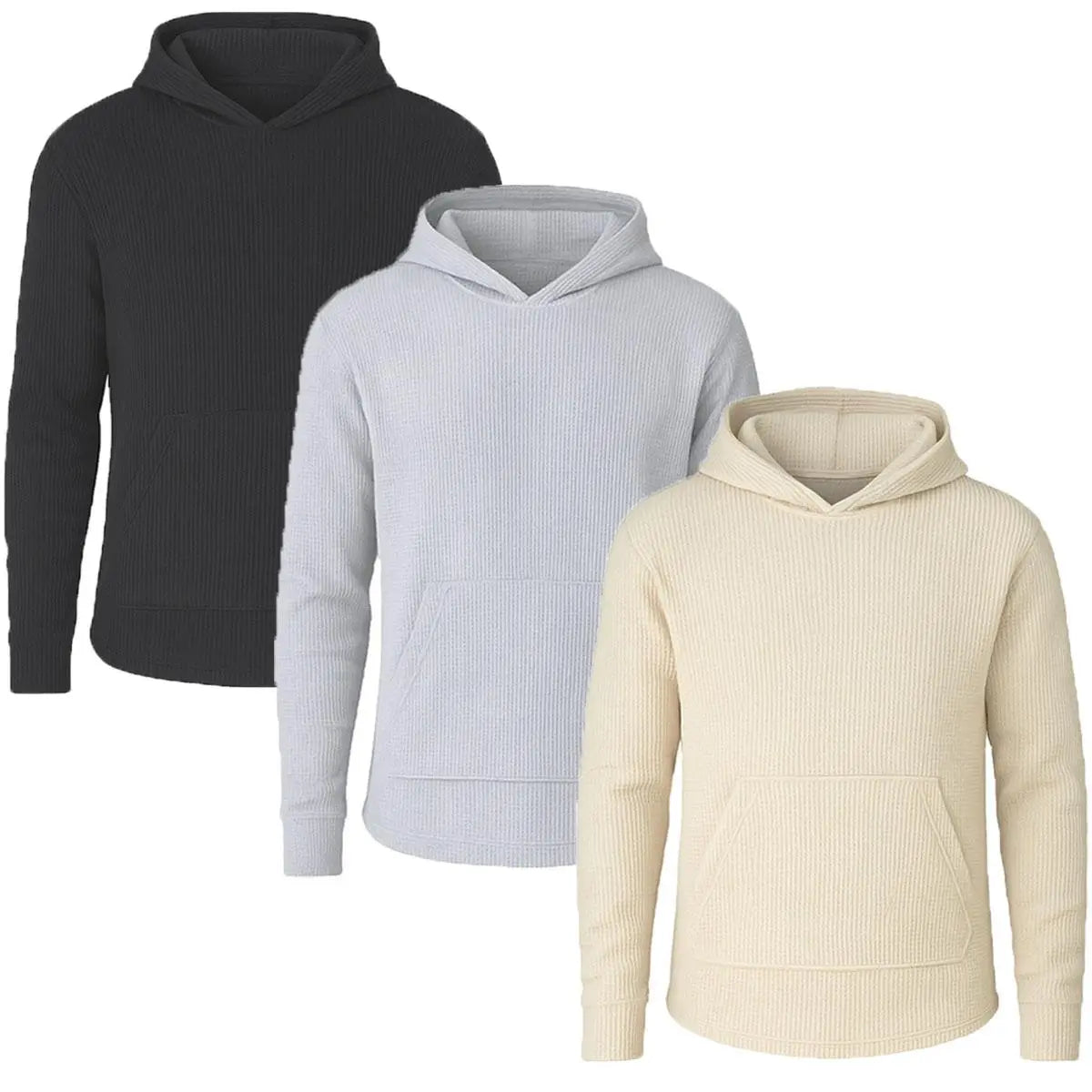 Men's Multi Pack Waffle Knit Pullover Hoodie