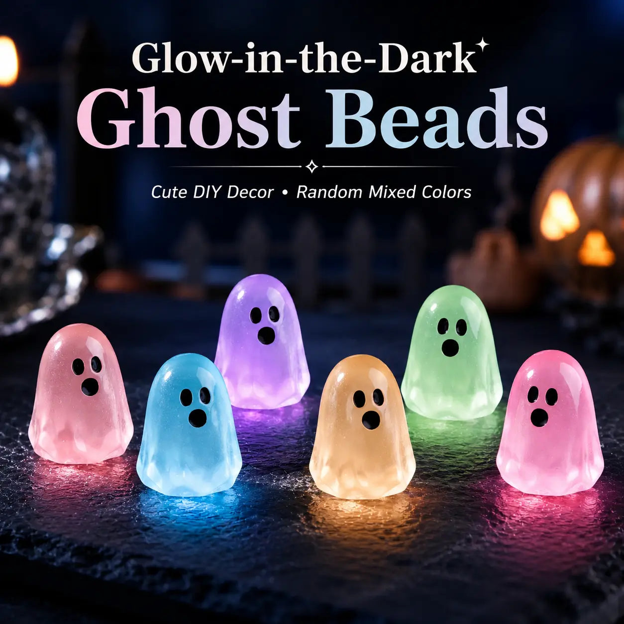 ✨Glow In Dark Cute Ghost Resin Bead Set