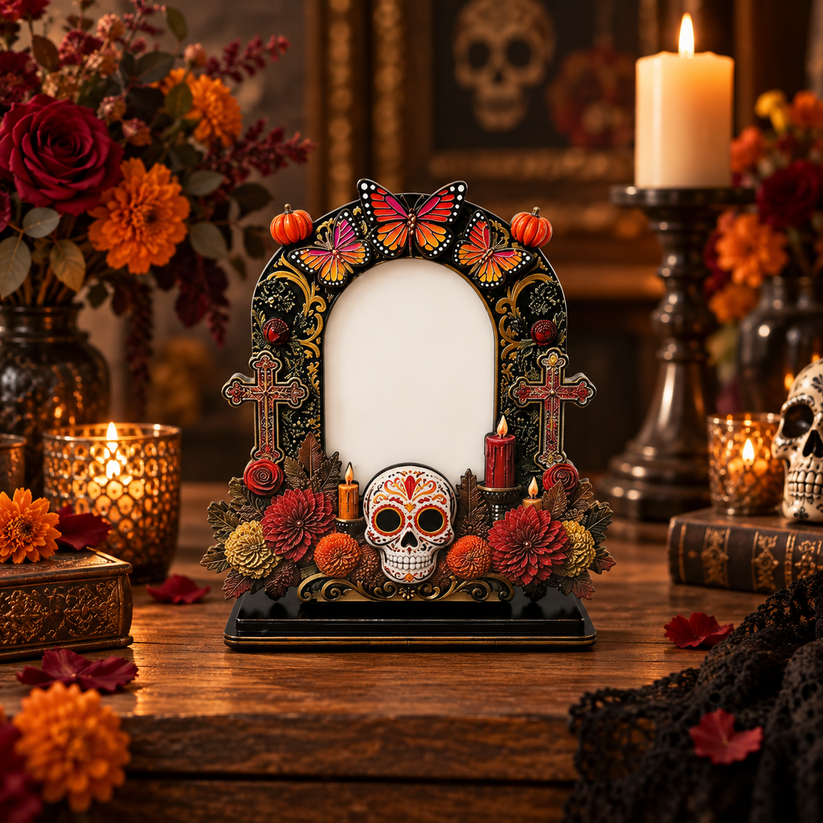 Day of the Dead Memorial Photo Frame Set – 6 Colorful Wooden Ofrenda Frames