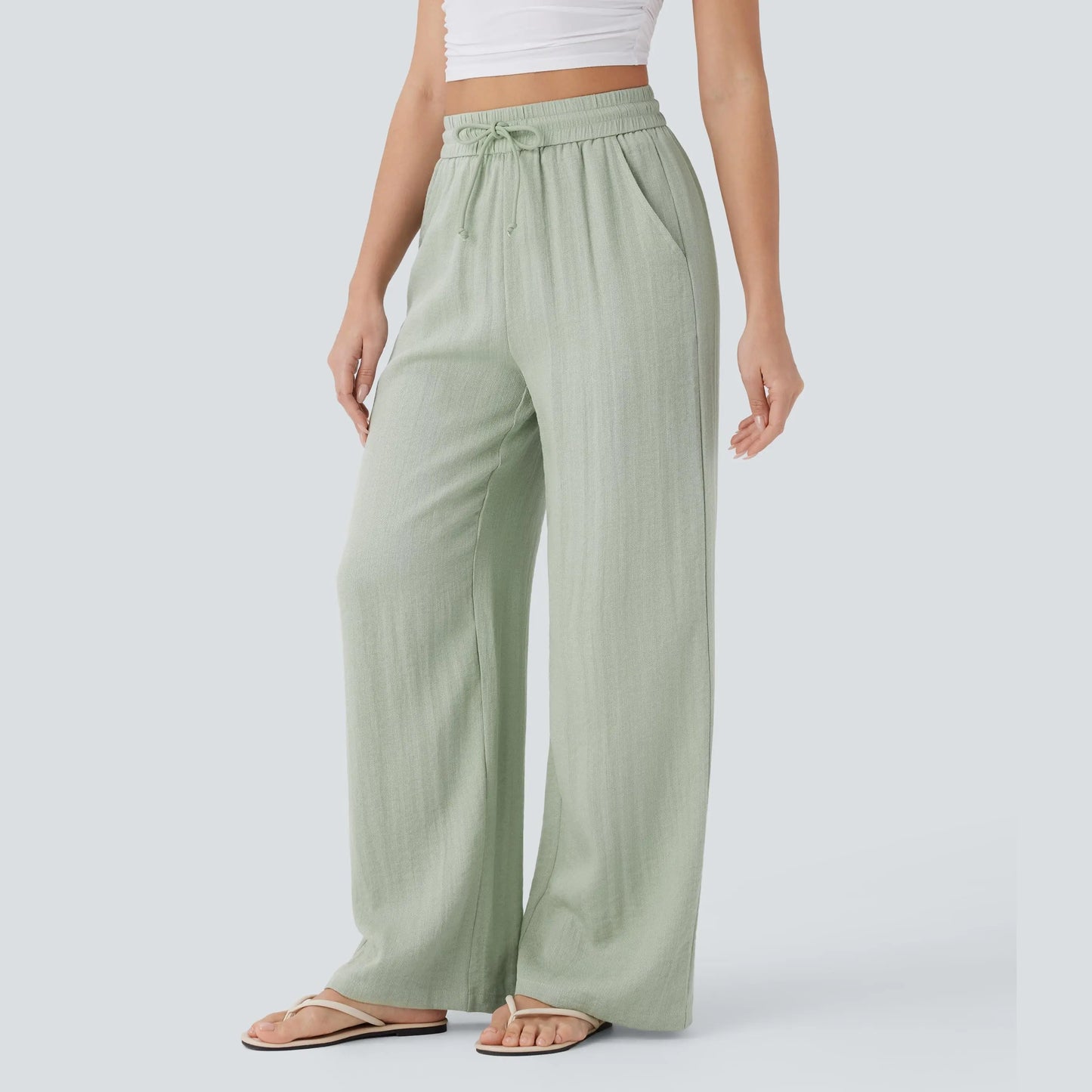 Halara High Waisted Drawstring Wide Leg Casual Pants