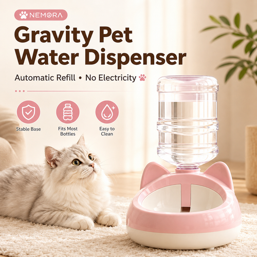 Gravity Pet Water Dispenser | Automatic Cat Water Bowl | No Electricity