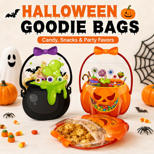 12/24/36/48/60 Pcs Halloween Plastic Goodie Bags,Trick or Treat Candy Bags