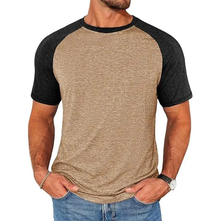 Men's Color Block Raglan T-Shirt Casual Slim Fit