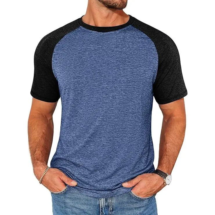 Men's Color Block Raglan T-Shirt Casual Slim Fit