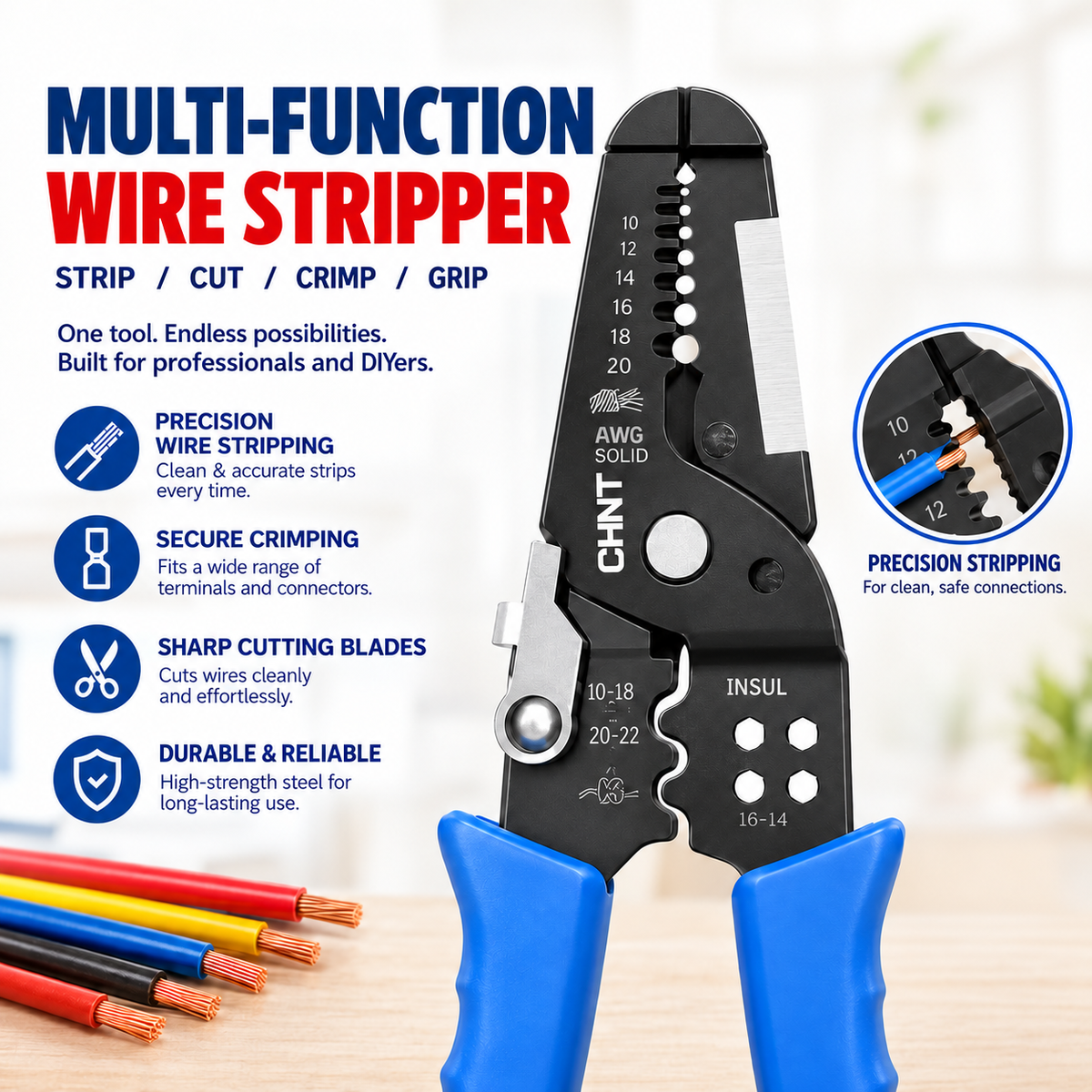 1025 Long Nose Multi-Purpose Wire Stripper Tool