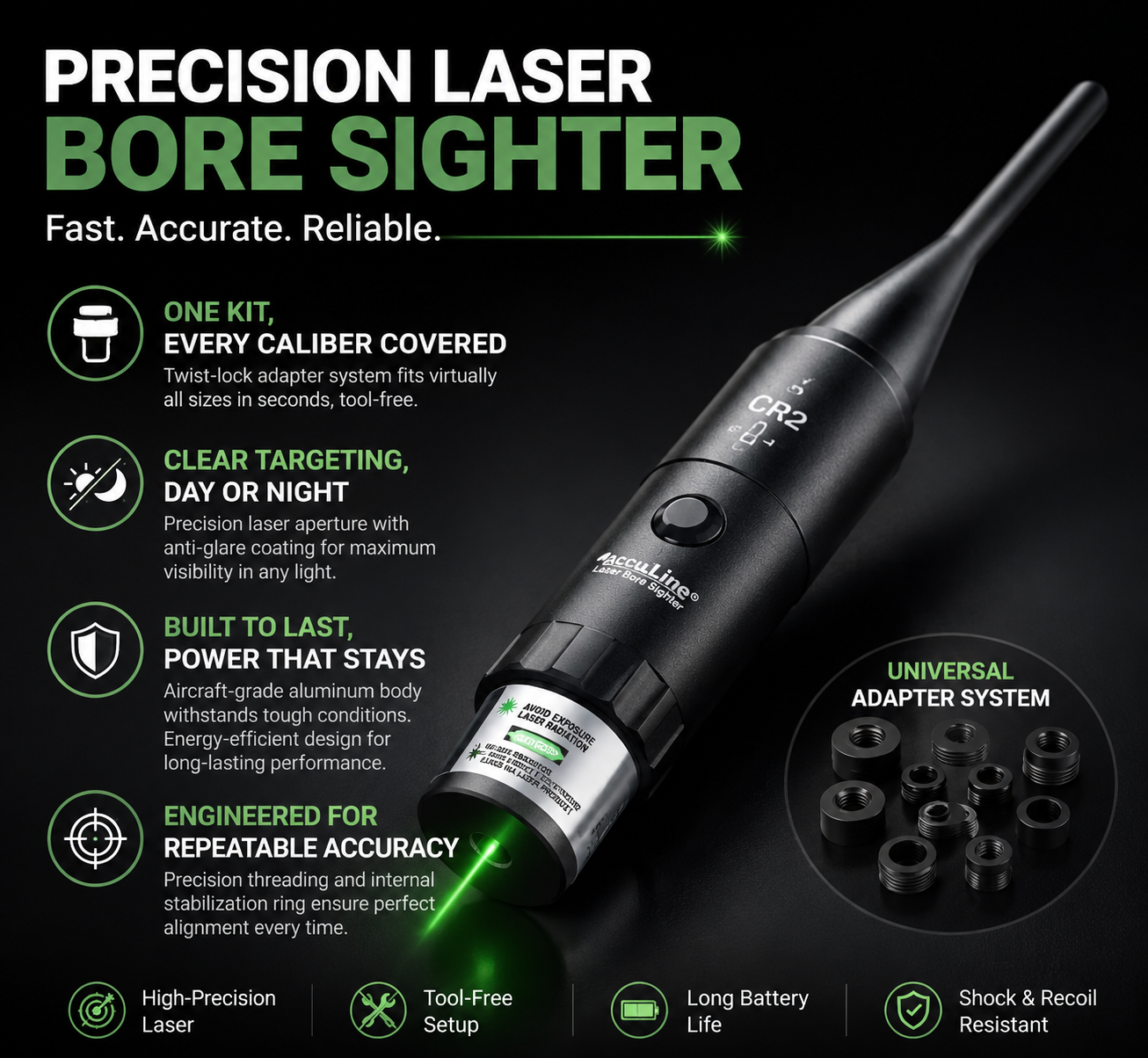 Laser Bore Sighter Kit for All Calibers