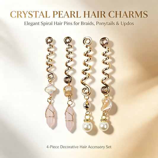 Magical Spiral Crystal Hair Charms Set – Gemstone Braids & Dreadlock Accessories