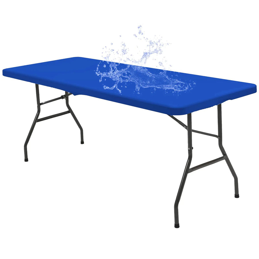 Royal blue stretch tabletop cover