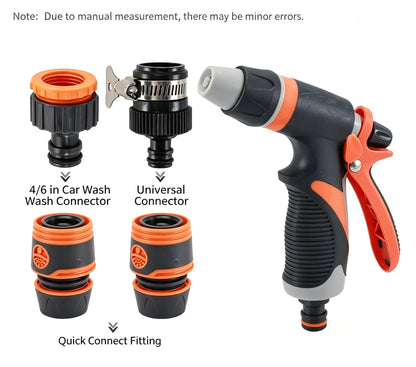 Garden Hose Spray Gun with Nozzles High Pressure Hose Pipe Spray Gun Attachments with Hosepipe Water Gun for Watering Plants & Lawns,Shower Pets,Car Washing