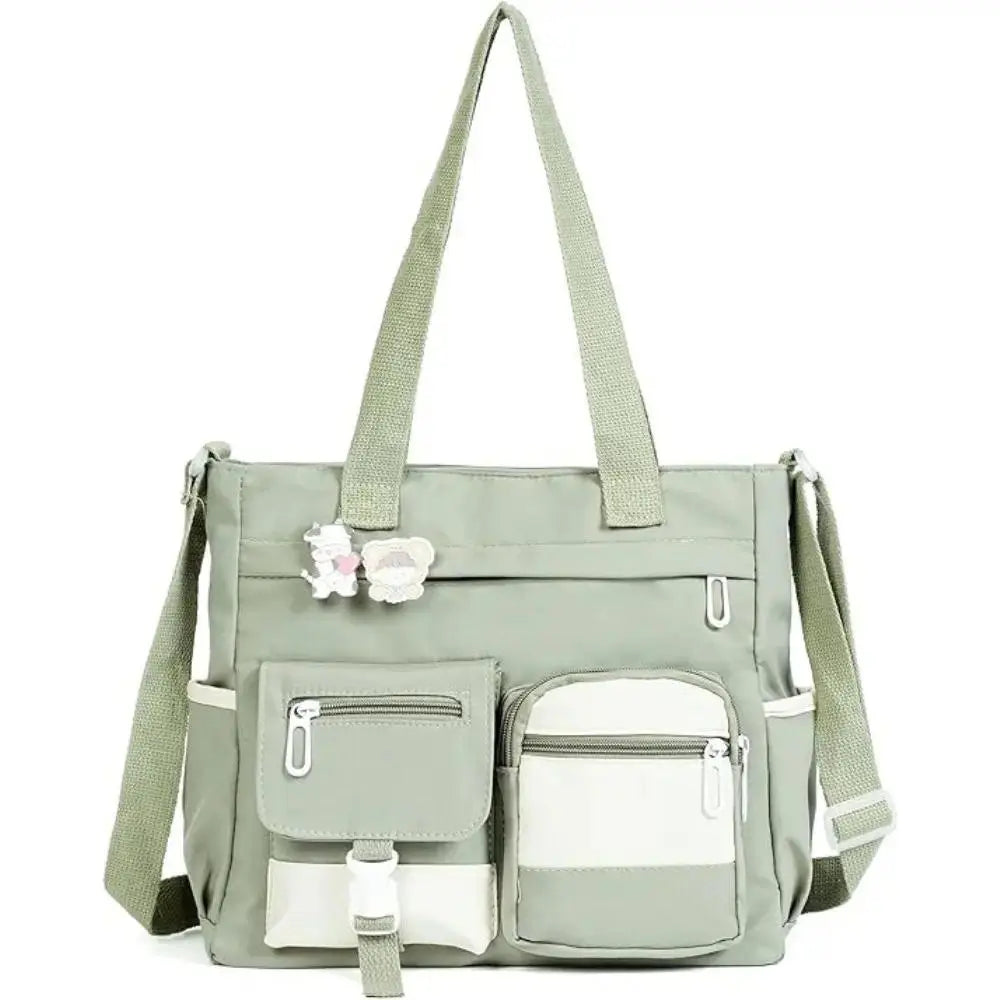 Canvas Tote Bag with Multi Pockets for Women