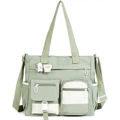 Canvas Tote Bag with Multi Pockets for Women