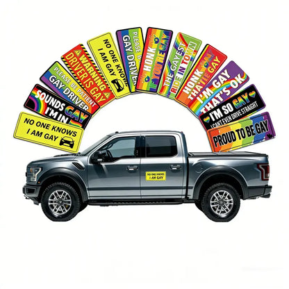 12 Rainbow Pride Magnetic Bumper Stickers