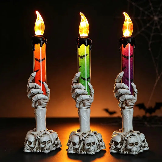 Halloween Vivid Resin Skeleton Hand Finger Candle Holders, 2026 Halloween Delicate Bar Home Party Desktop Tea Light Holders Decor