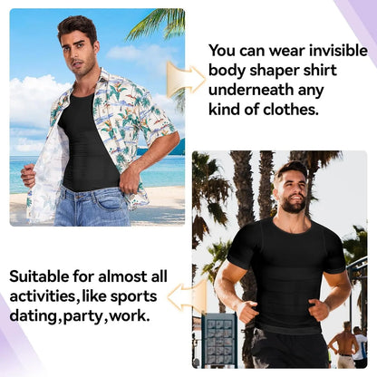 Men's Compression Body Shaper Short Sleeve Shirt - 1-2 Pack