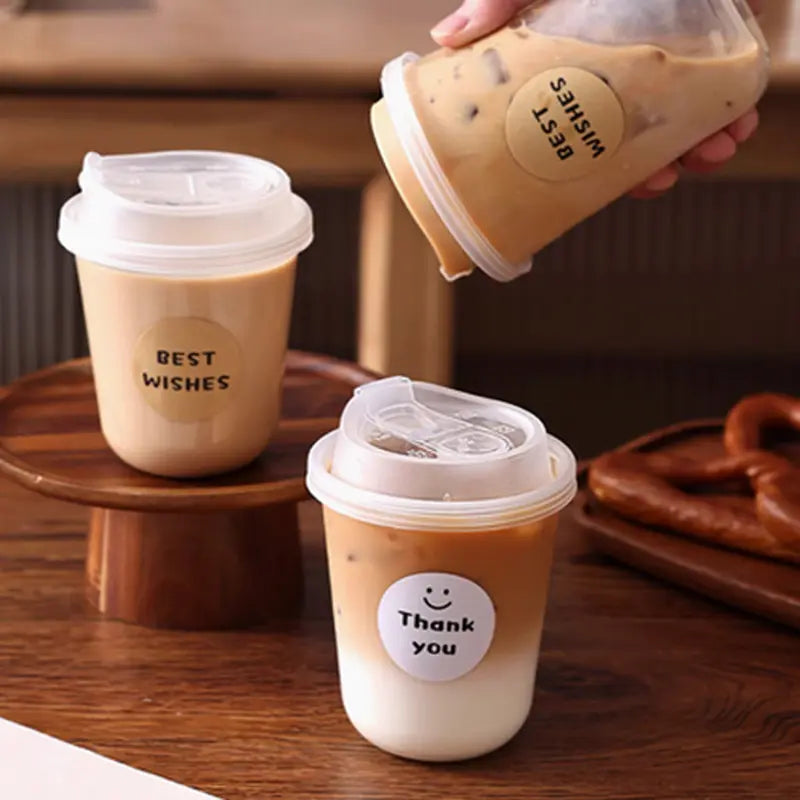 15OZ Heavy-Duty Disposable Coffee Cups with Sip Lids