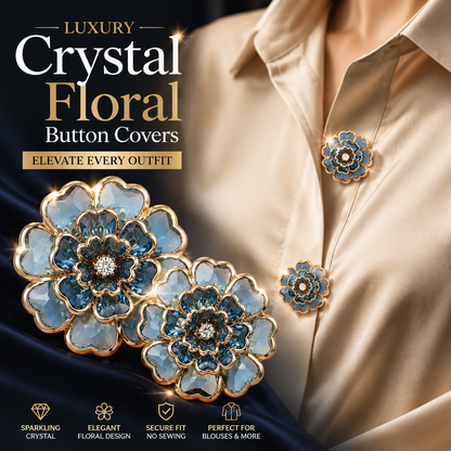 Luxury Crystal Floral Button Covers for Women Blouses