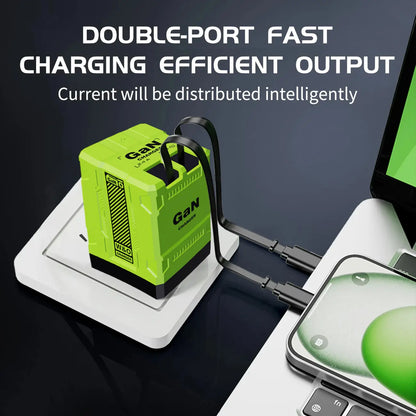 2 in 1 GaN Charger 120W Fast Charging for iPhone & Samsung