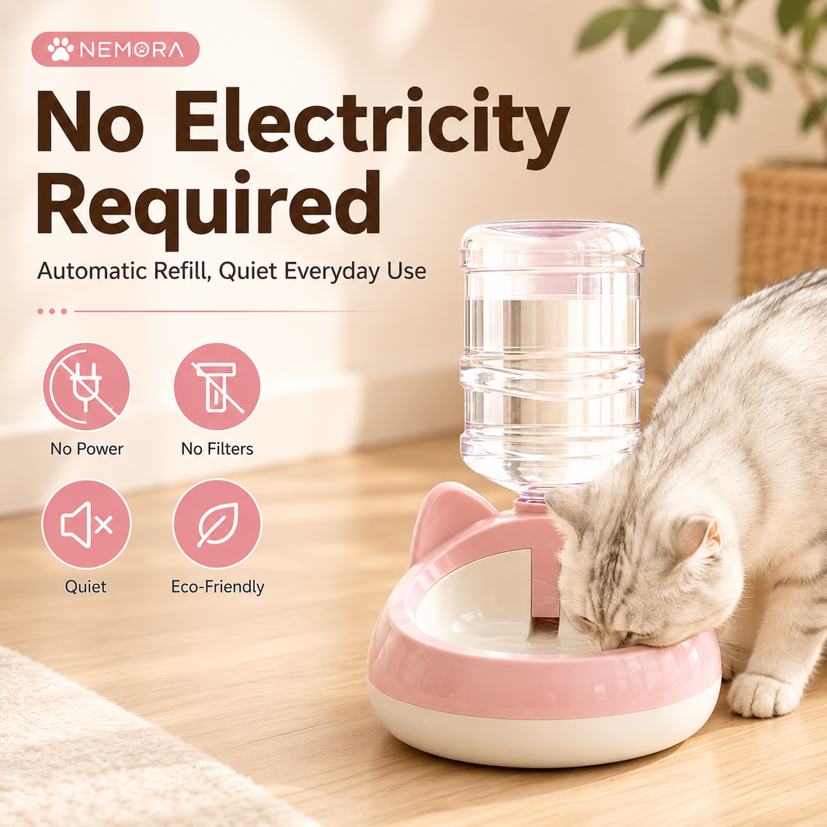 Gravity Pet Water Dispenser | Automatic Cat Water Bowl | No Electricity