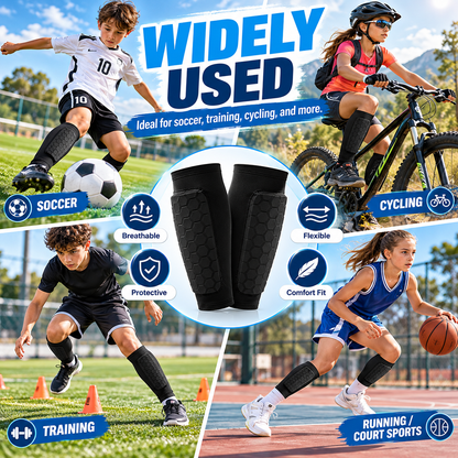 Kids Soccer Shin Defender Shin Guards Sleeves with Foam Padding - Sizes S to XL