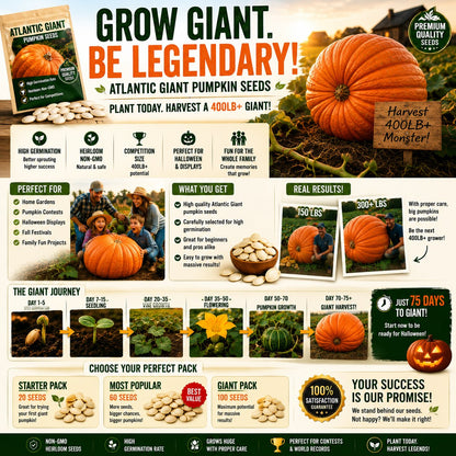 ⏰Limited Stock 49% OFF🎃Grow Your Own Giant Pumpkins – Atlantic Giant Heirloom Seeds