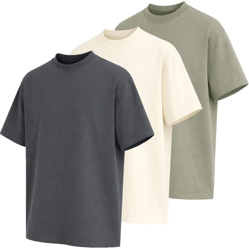 Men's Multi-Pack Heavyweight 100% Cotton Drop Shoulder Fashion Tees in Various Sizes and Colors