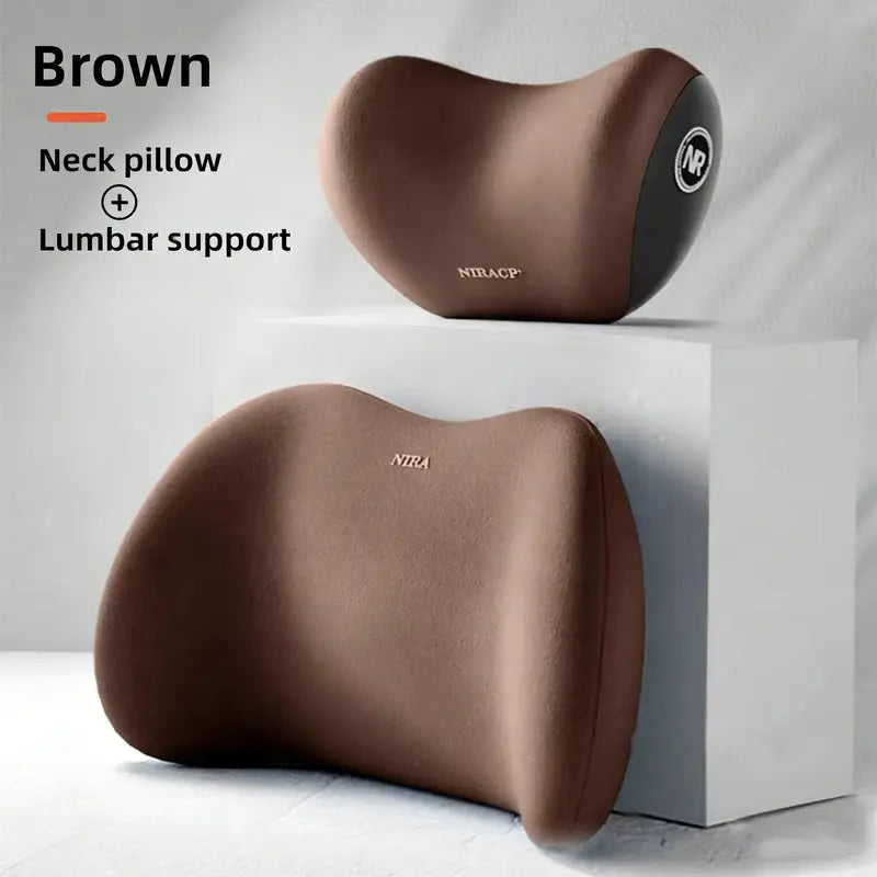 Car Driving Car Pillow Set Neck and Waist Black Foam Neck Pillow Memory Lumbar