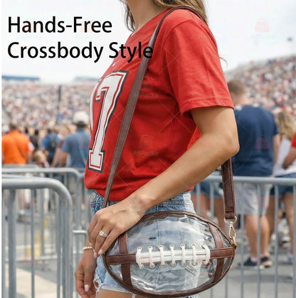 Clear Football Shaped Crossbody Bag, Transparent PVC Stadium Bag with Adjustable Strap, Game Day Crossbody Purse for Sports Events, Concerts, Outdoor Activities & Summer Travel.