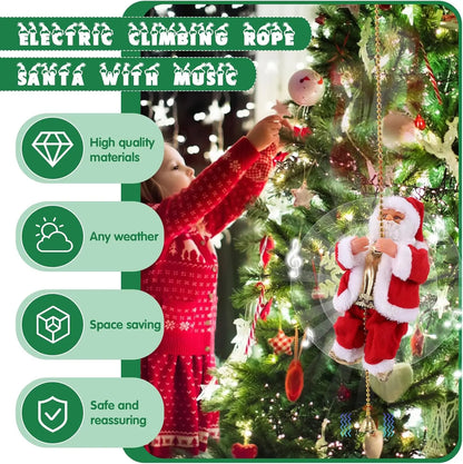 2026 Electric Climbing Santa Christmas Ornament - Battery-Powered