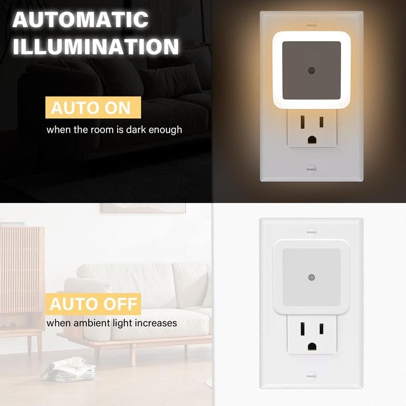 🔥Hot Sale🔥LED Night Lights Plug into Wall 6-Pack, Plug in Night Light, Dusk to Dawn Nightlight Led Night Lights for Bedroom, Bathroom, Hallway Warm White