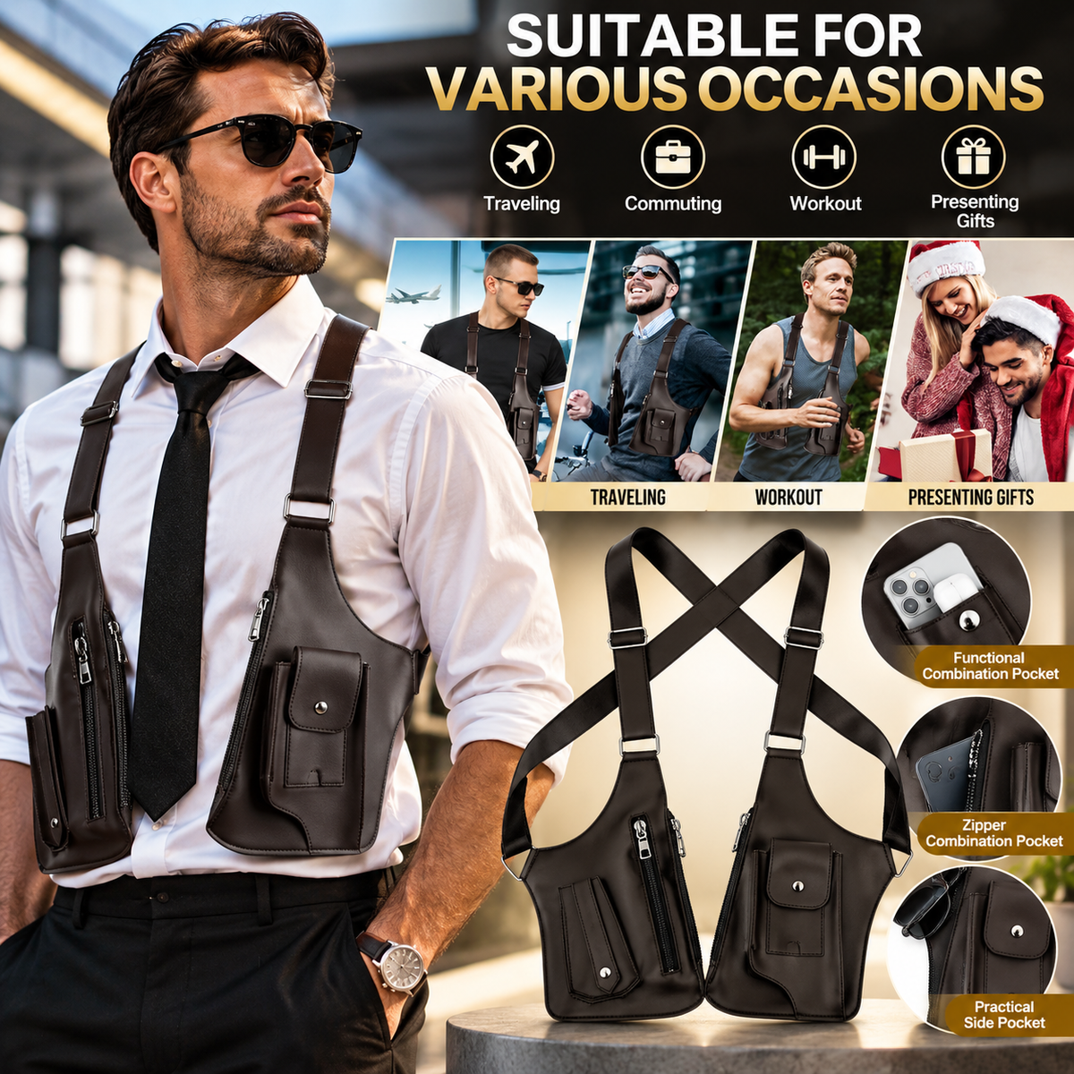 Double-shoulder bag styled for travel, work, fitness and outdoor activities