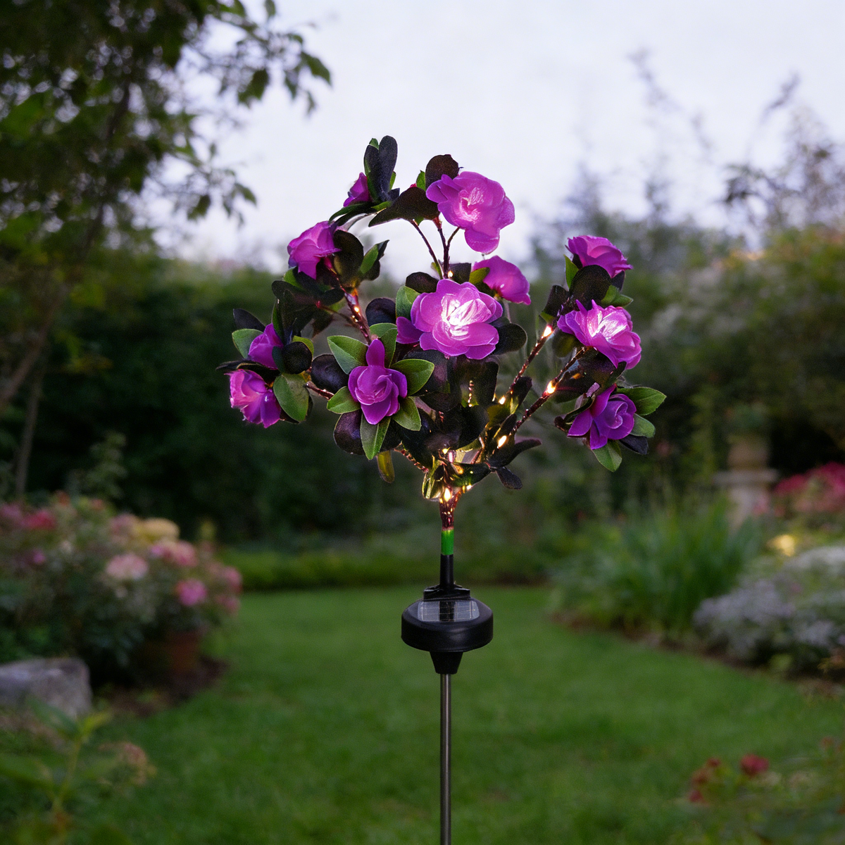 🔥LED Solar Flower Lights Rhododendron Outdoor Simulated Flower Lamp