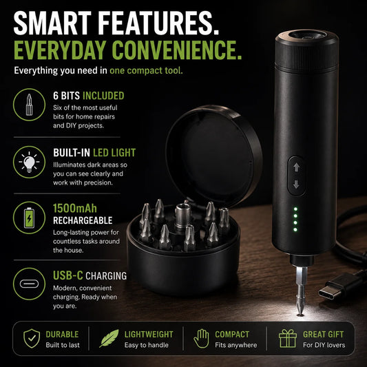 6-in-1 Cordless Electric Screwdriver Set with 3 Torque Settings | OEM Precision Tool