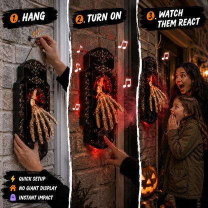 🕸️ Gothic Skeleton Hand Doorbell – Motion Activated Haunted Door Decoration💀🎃