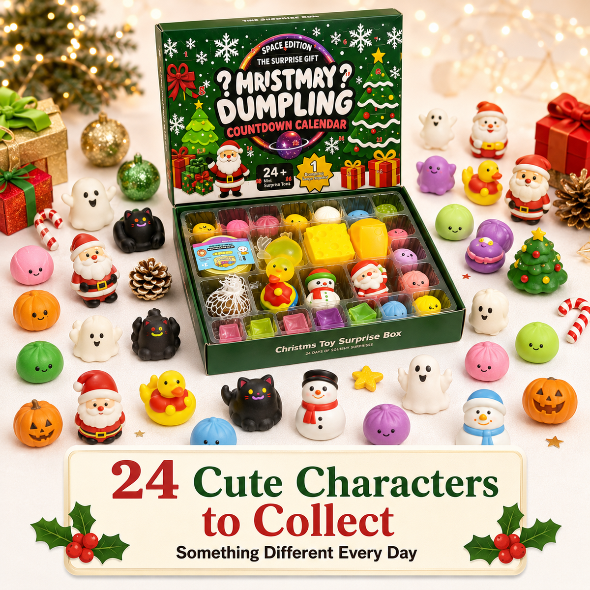 🎁 24 Days Holiday Squishy Advent Calendar – Halloween & Christmas Countdown Toys ✨