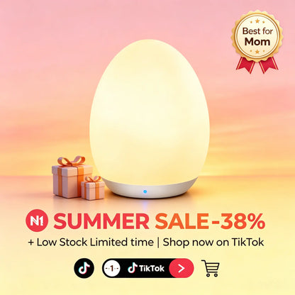Egg Night Light for Kids, RGB Touch Lamp