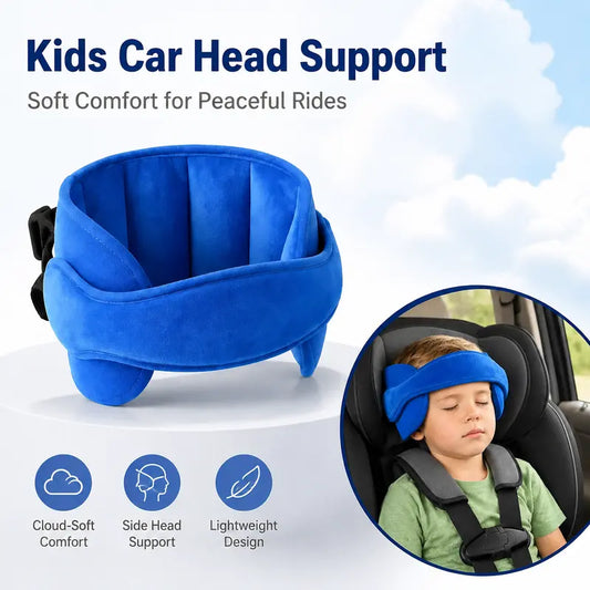 Kids Car Seat Head Support Strap, Soft Plush Adjustable Nap Support Band with Padded Side Cushions