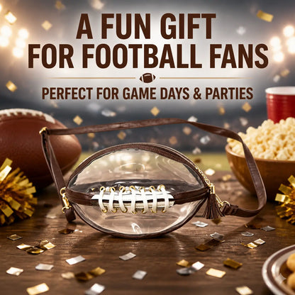 Clear Football Shaped Crossbody Bag, Transparent PVC Stadium Bag with Adjustable Strap, Game Day Crossbody Purse for Sports Events, Concerts, Outdoor Activities & Summer Travel.