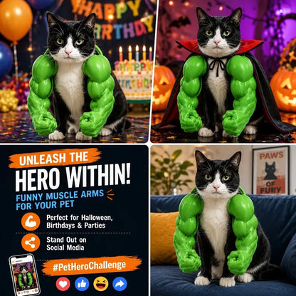 Funny Cat Muscle Arms Costume | Hilarious Pet Photo Prop
