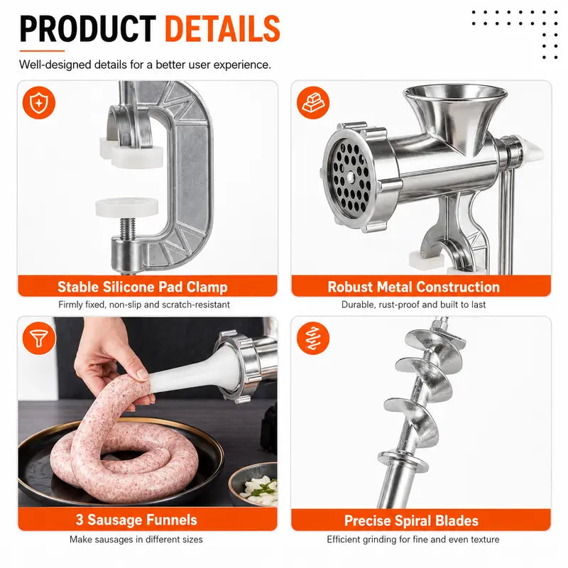 🎉 2026 Sale — Over 23,000 Sold! 💞 Home Hand Crank Meat Grinder and Sausage Stuffer – Homemade Goodness Made Easy 🌸