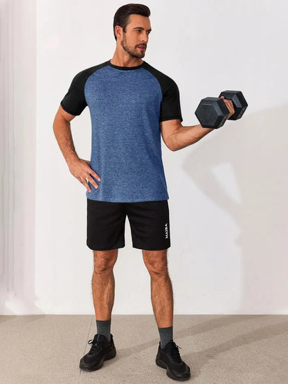 Men's Color Block Raglan T-Shirt Casual Slim Fit