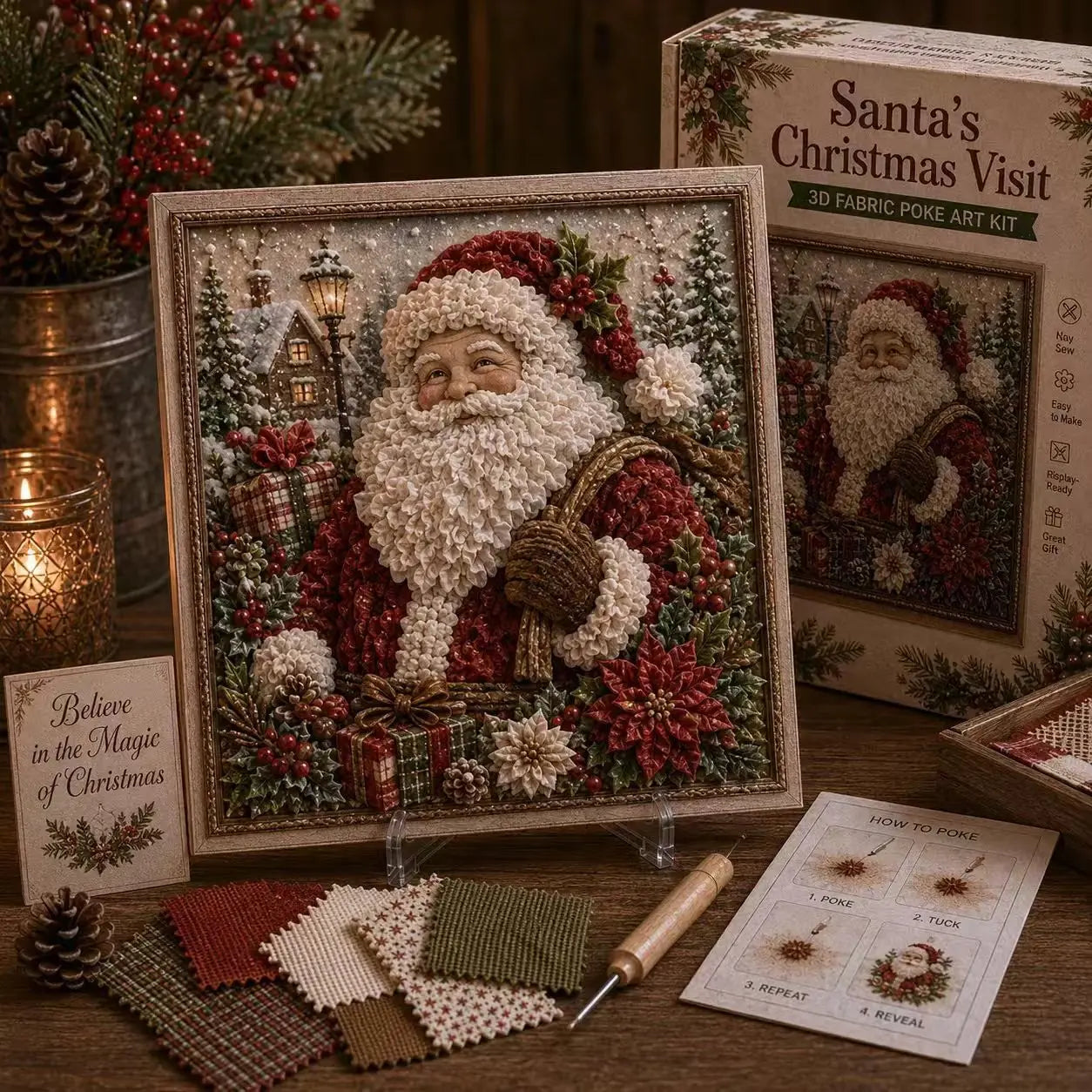 3D Christmas Fabric Poke Art Kit-Creative Christmas Decoration Gift for Adults