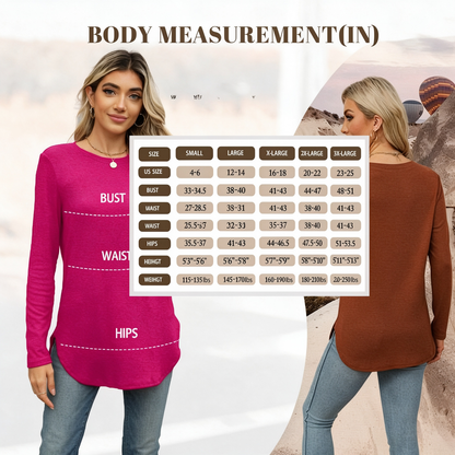 Women’s Casual Tunic Tops with Thumb Holes & Curved Hem