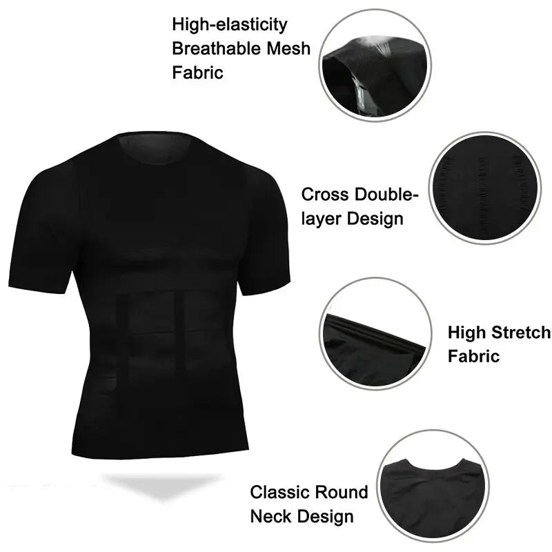 Men's Compression Body Shaper Short Sleeve Shirt - 1-2 Pack