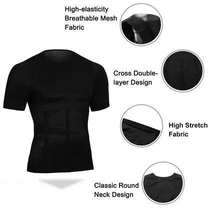 Men's Compression Body Shaper Short Sleeve Shirt - 1-2 Pack