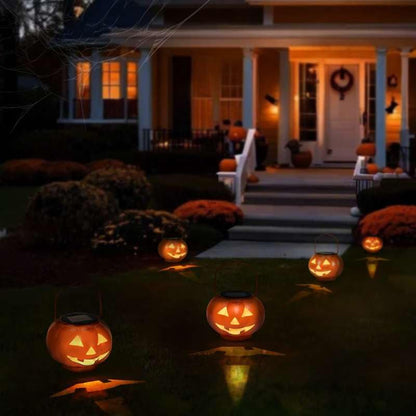 Halloween Pumpkin Solar Lanterns - Jack O Lantern Hanging Solar Light Waterproof