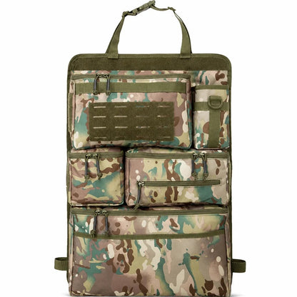 🎉🚗 Tactical Car Backseat Organizer: Heavy-Duty Nylon, Webbed Loops, Buckled Straps, Universal Fit