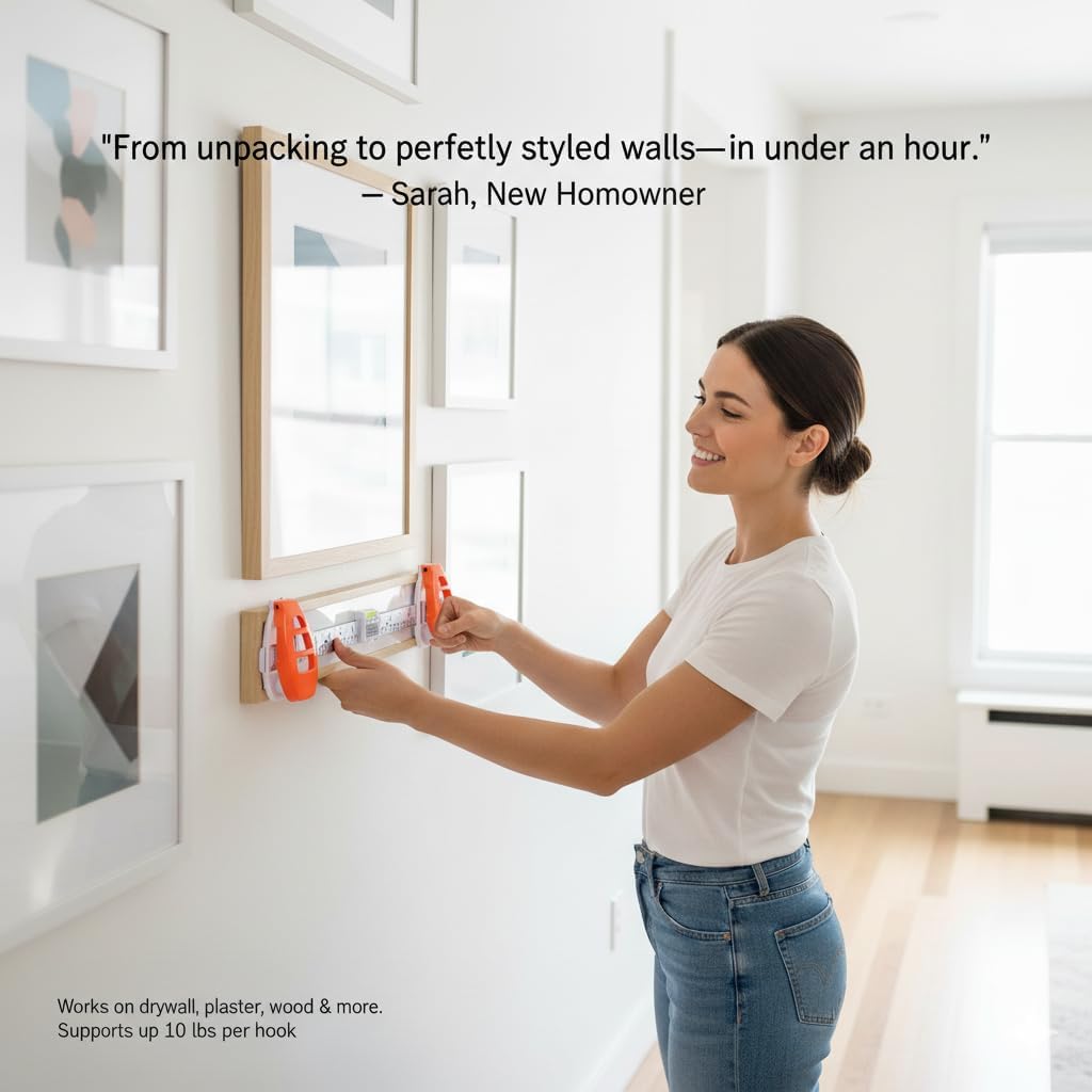 🛠️ 3-in-1 Picture Hanging Tool | Hammer-Free Magnetic Nail System with Level